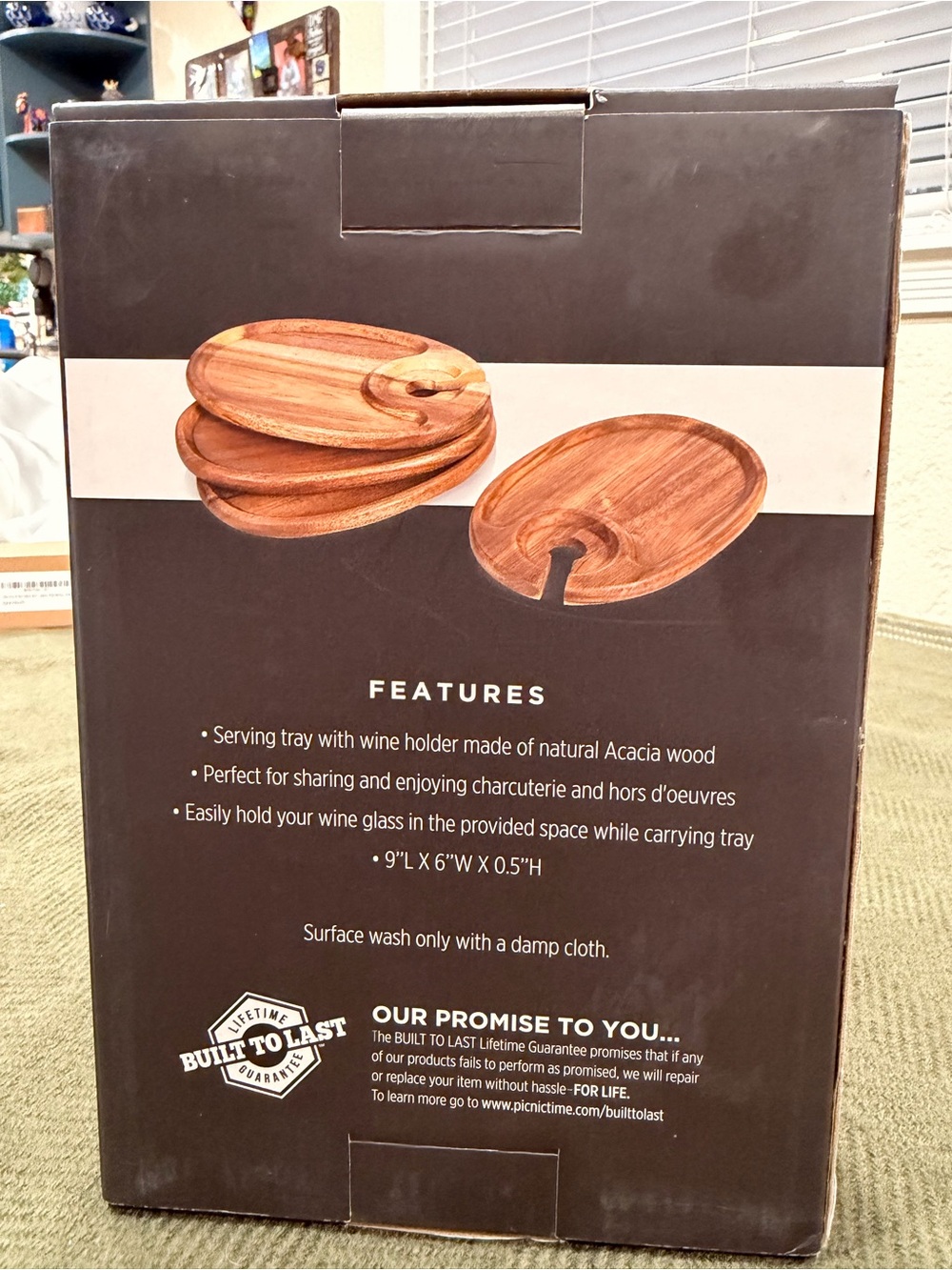 Acacia Handcrafted Teak Wood Cheese & Charcuterie Board Wine Appetizer Plates - Picture 3 of 7